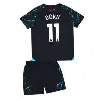 Otroški Nogometni dresi Manchester City Jeremy Doku #11 Tretji 2023-24 Kratek Rokav (+ Kratke hlače)